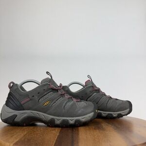 Womens Keen Koven Low Gray Leather Breathable Athletic Hiking Shoes Size 9 M GUC